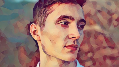 man looking to the right with a poly art effect applied