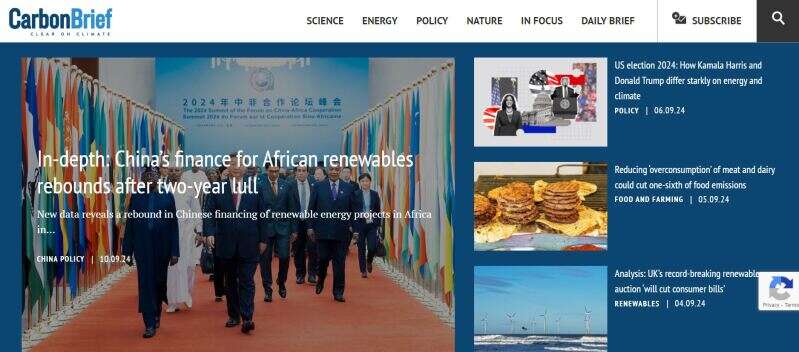 Carbon Brief homepage screenshot
