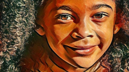 portrait of a young girl with a pastel effect applied