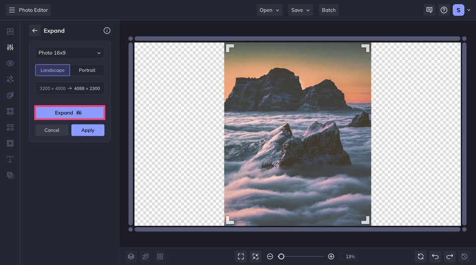 Click Expand AI to generate new background