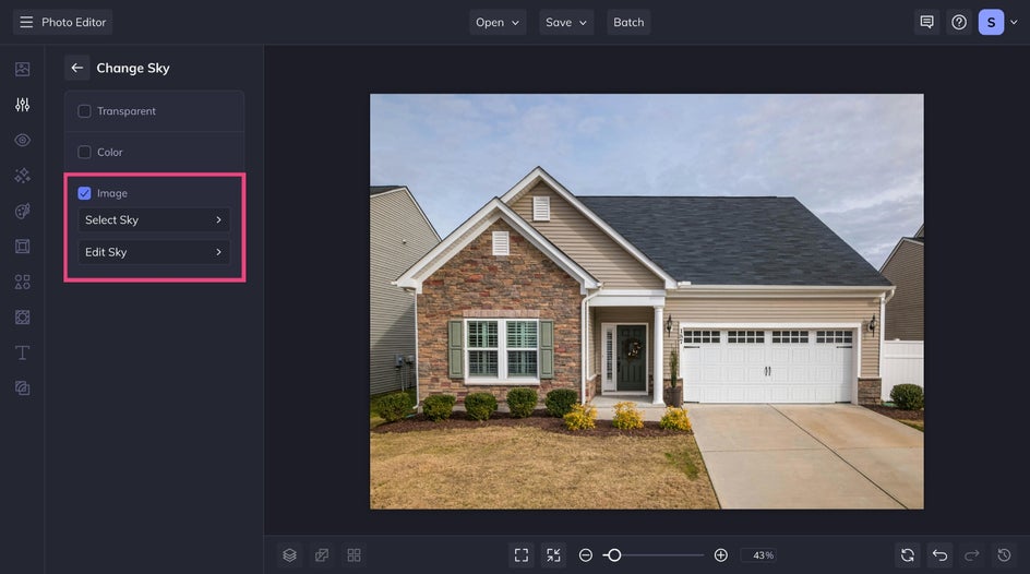 select Image and Select Sky to choose a new sky