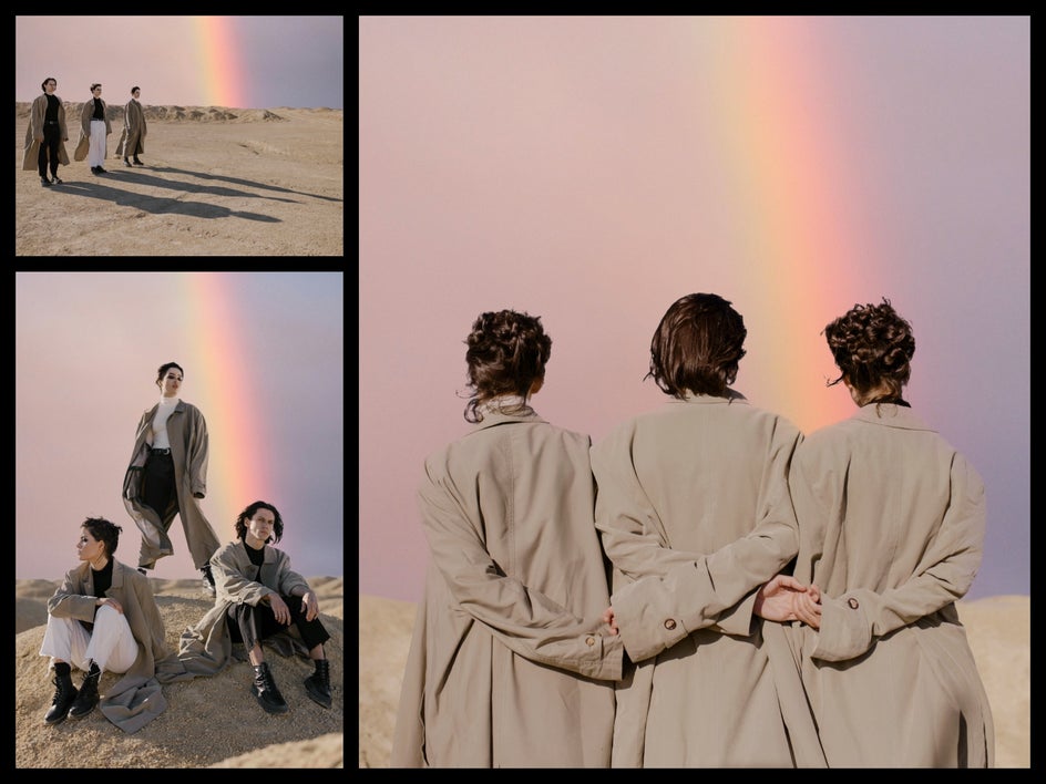Editorial collage with single background applied to all photos for a consistent look