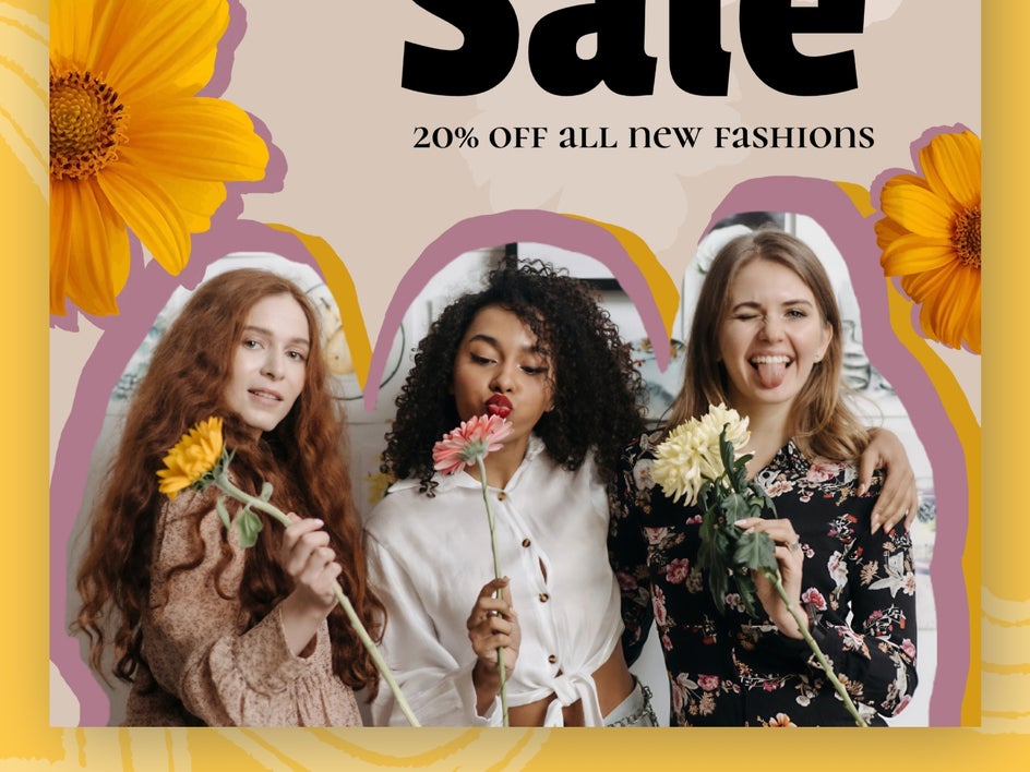 Upscaler applied to sale poster for clearer marketing imagery