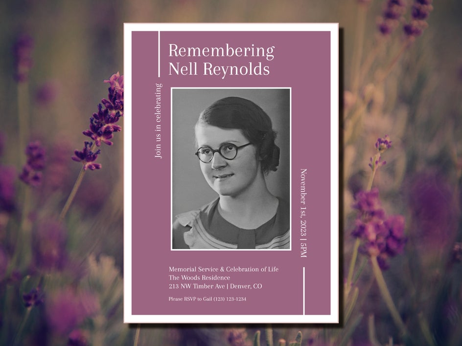 Memorial card with portrait enhanced with face recovery