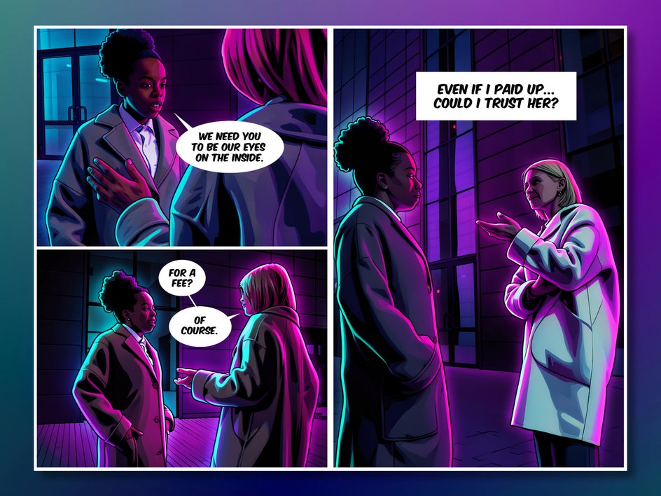 Neon comic panels