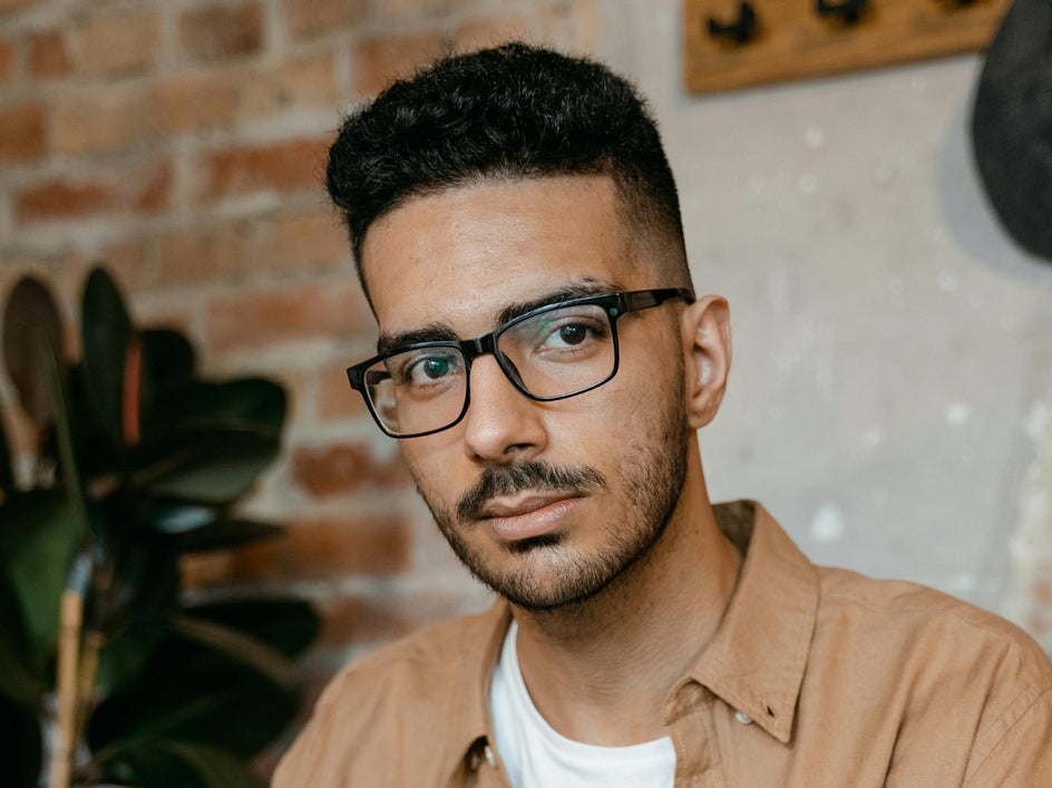 Close up male portrait with glasses