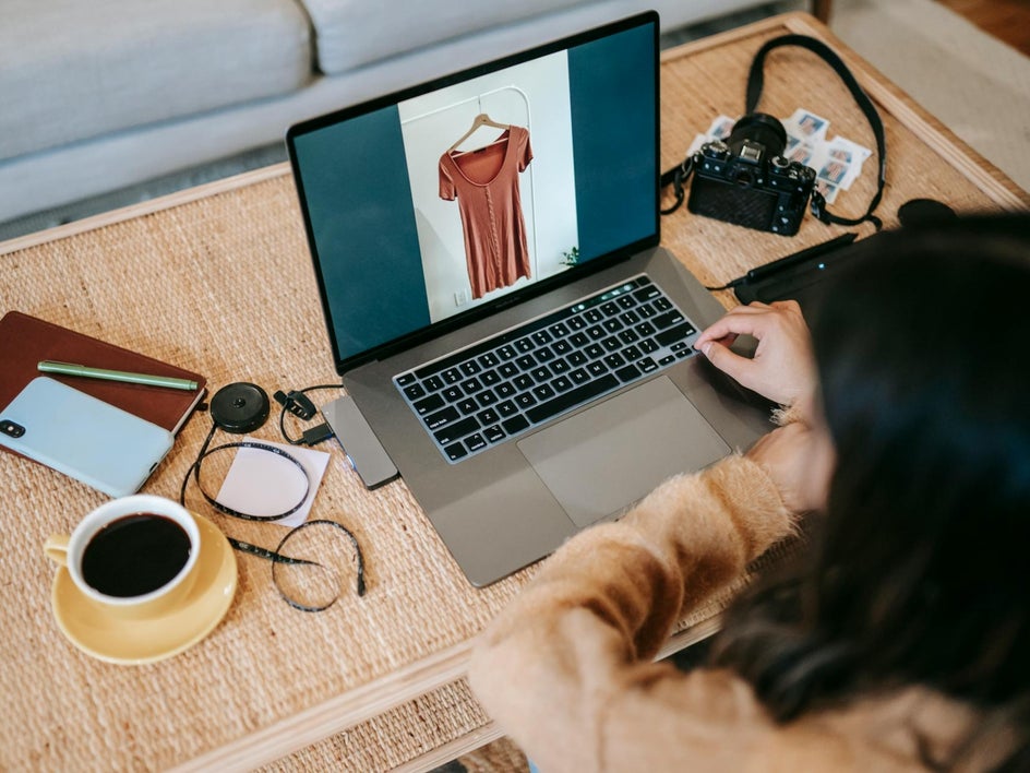 Woman editing product photos in bulk