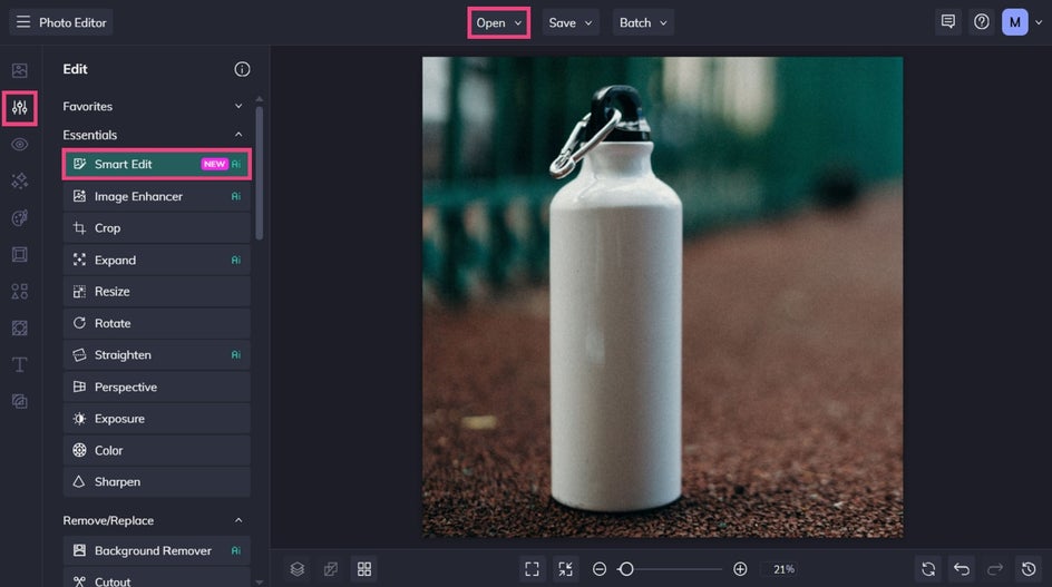 How to locate Smart Edit in BeFunky