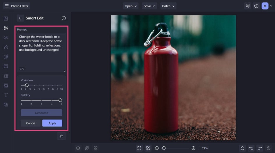 AI photo editing using text prompts in BeFunky