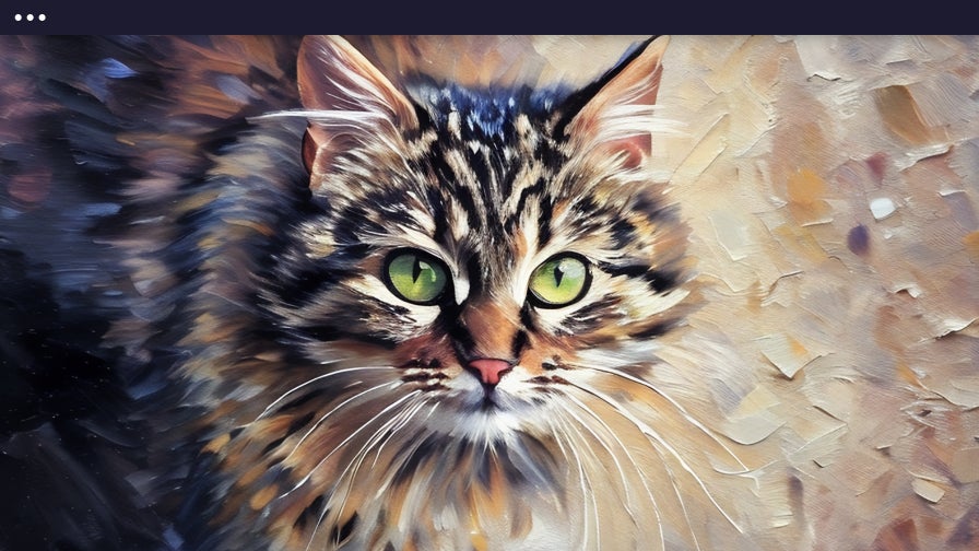 Close-up of a long-haired cat with an oil painting effect applied
